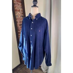 Polo Ralph Lauren Men's Navy Blue Corduroy Button-Up Shirt